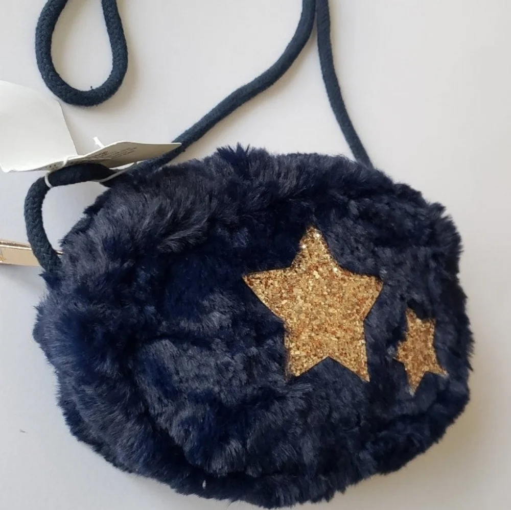 J. Crew Crewcuts Girls' Faux-fur Glitter Star Bag NWT
